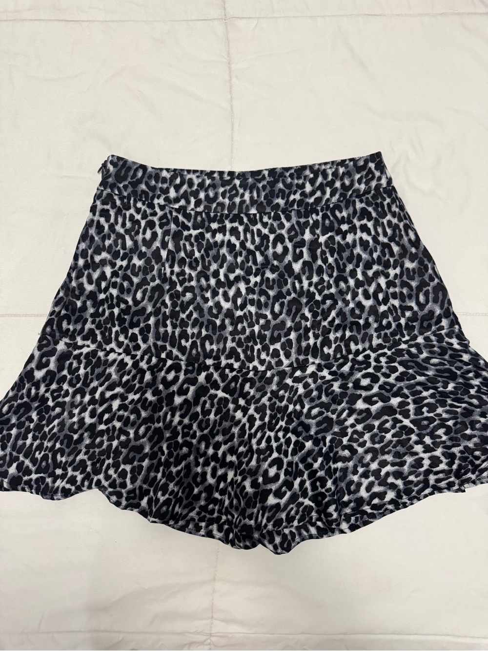Zara Black and White Leopard Print Mini Skirt